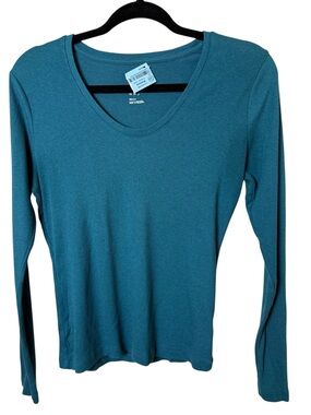 A new day Small Teal Scoop Neck Long-Sleeve Top